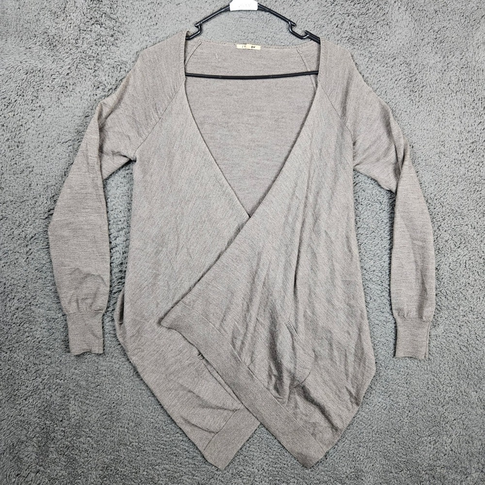 Jigsaw Womens 100% Wool Wrap Cardigan Sweater Taupe Brown Size S